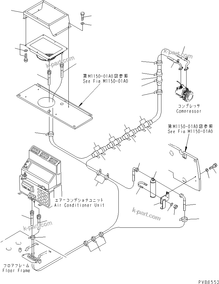 Komatsu parts book diagram for PC150-5 S/N 6001-UP: AIR CONDITIONER (COOLER PIPING)(#8023-)