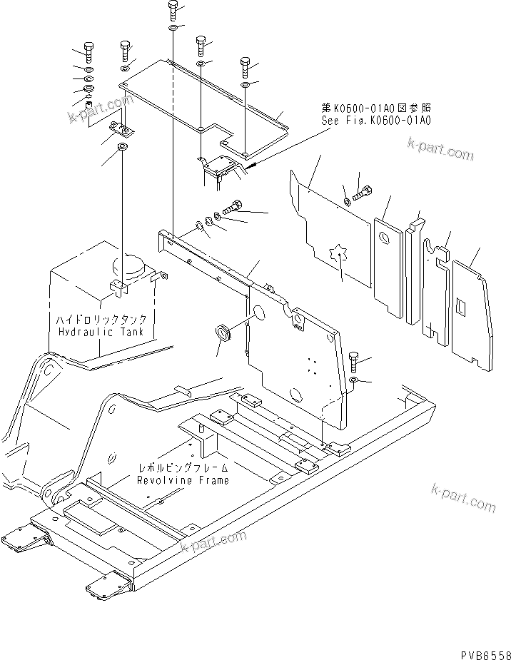 Komatsu parts book diagram for PC150-5 S/N 6001-UP: REAR SIDE COVER (WITH F.O.P.S.)(#7690-)