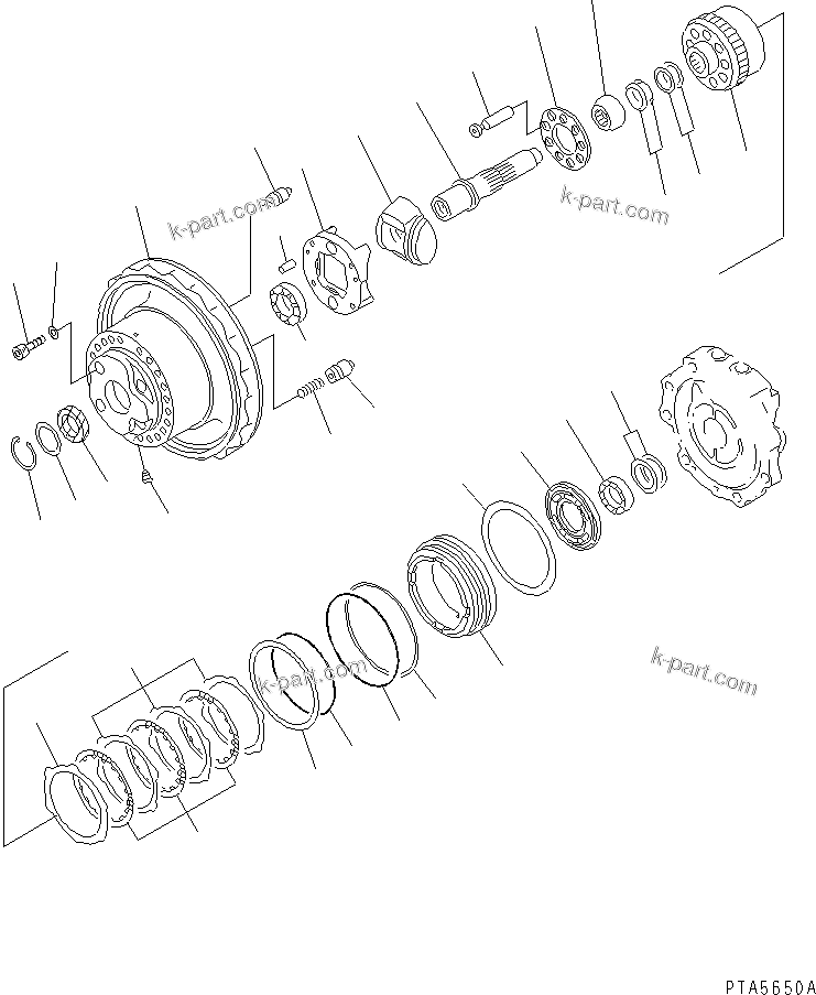 Komatsu parts book diagram for PC150-5 S/N 6001-UP: TRAVEL MOTOR (1/3)