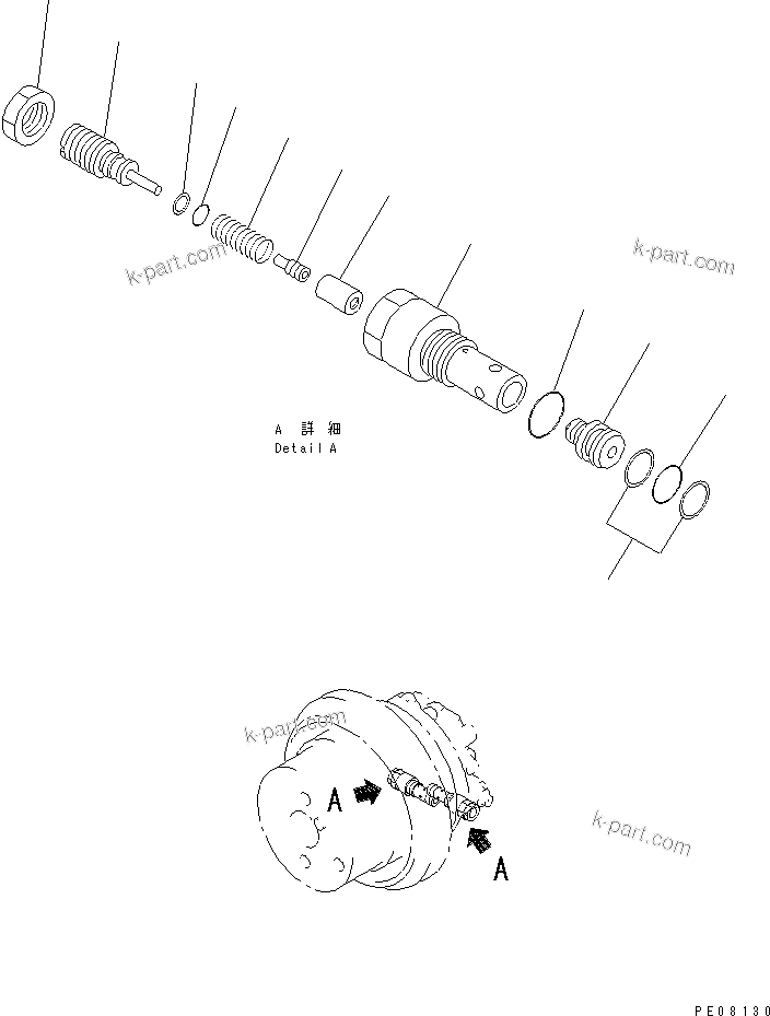 Komatsu parts book diagram for PC150-5 S/N 6001-UP: TRAVEL MOTOR (3/3)