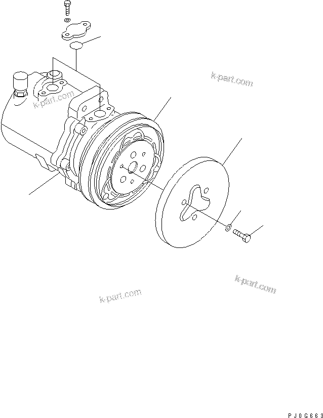 Komatsu parts book diagram for PC150-5 S/N 6001-UP: AIR COMRESSOR UNIT (FOR AIR CONDITIONER)(#8023-)