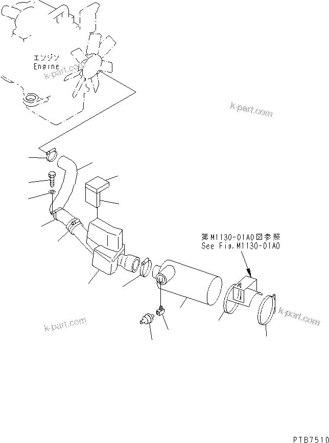 Komatsu parts book diagram for PC150LGP-6K S/N K35001-UP: AIR CLEANER (DOUBLE ELEMENT)