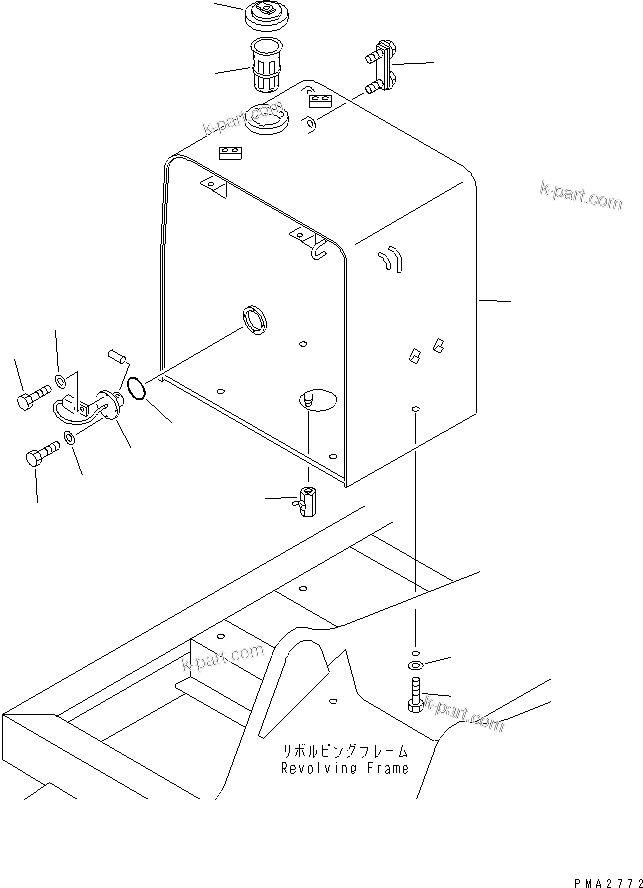 Komatsu parts book diagram for PC150LGP-6K S/N K35001-UP: FUEL TANK