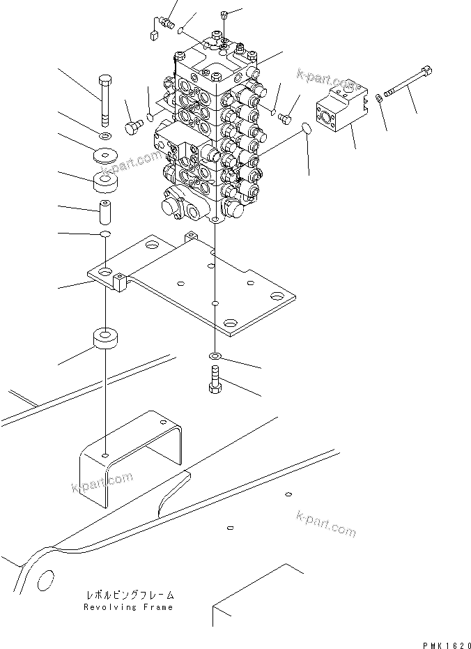 Komatsu parts book diagram for PC150LGP-6K S/N K35001-UP: MAIN VALVE (VALVE ? BRACKET ? MOUNT AND SENSOR) (STD+1 SPOOL)      (WITH SAFETY VALVE)