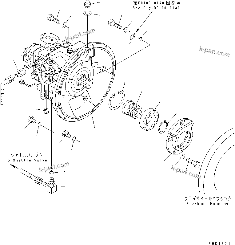 Komatsu parts book diagram for PC150LGP-6K S/N K35001-UP: MAIN PUMP (PUMP ? FILLER AND COUPLING)