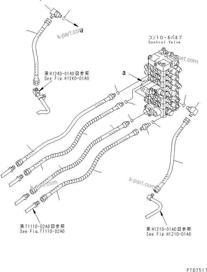 Komatsu parts book diagram for PC150LGP-6K S/N K35001-UP: VALVE PIPING (BOOM ? ARM AND BUCKET)