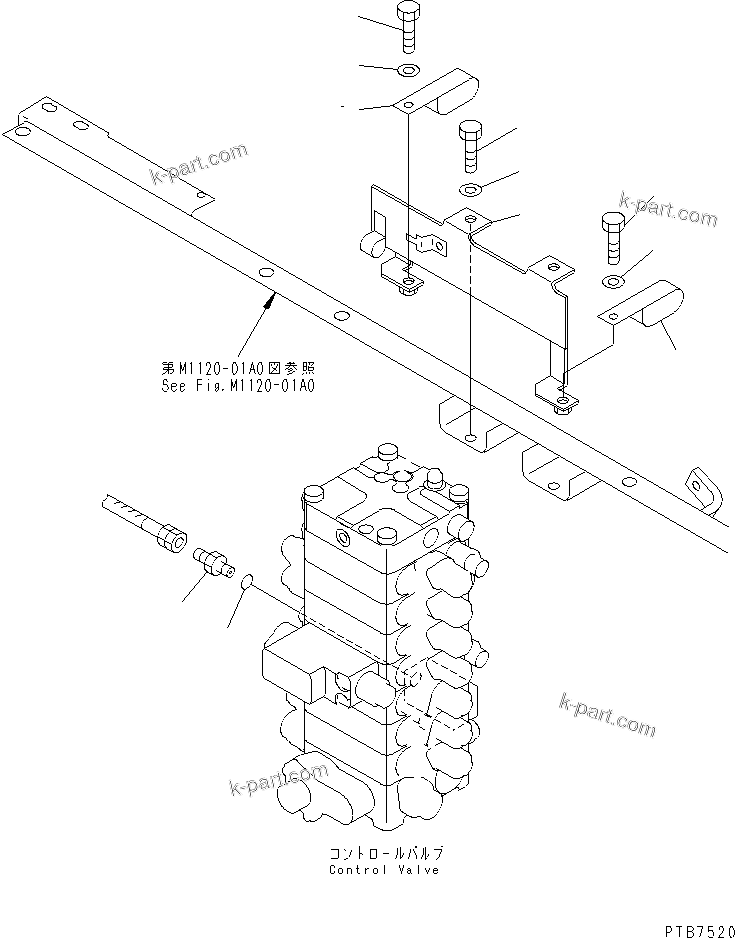 Komatsu parts book diagram for PC150LGP-6K S/N K35001-UP: VALVE PIPING (DRAIN ? PILOT BRACKET AND PILOT CLAMP)