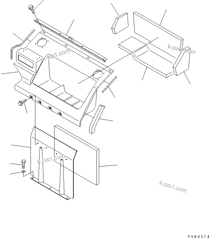 Komatsu parts book diagram for PC150LGP-6K S/N K35001-UP: SEAT REAR COVER