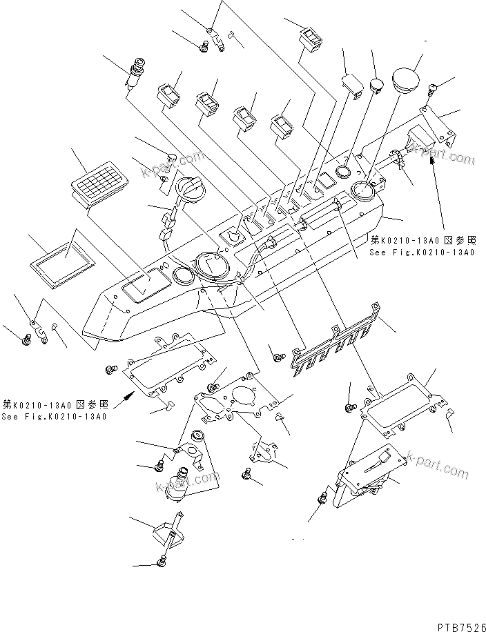 Komatsu parts book diagram for PC150LGP-6K S/N K35001-UP: OPERATOR'S CAB (WITH CAR HEATER) (PANEL COVER)