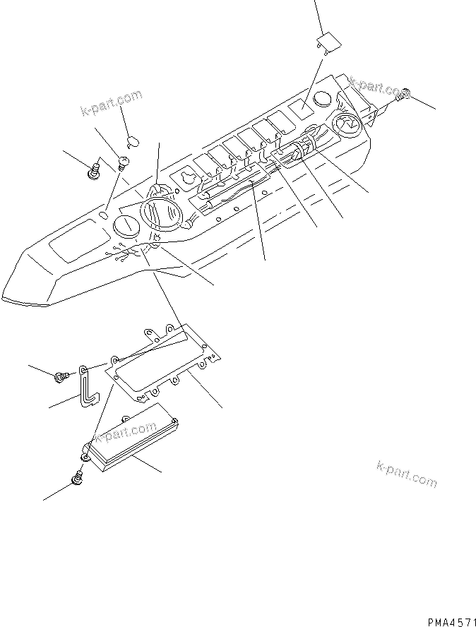 Komatsu parts book diagram for PC150LGP-6K S/N K35001-UP: OPERATOR'S CAB (WITH CAR HEATER) (PANEL) (WITHOUT RADIO AND      HARNESS)