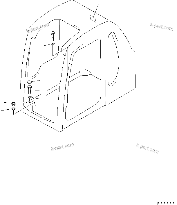 Komatsu parts book diagram for PC150LGP-6K S/N K35001-UP: OPERATOR'S CAB (INSTALLATION PARTS)