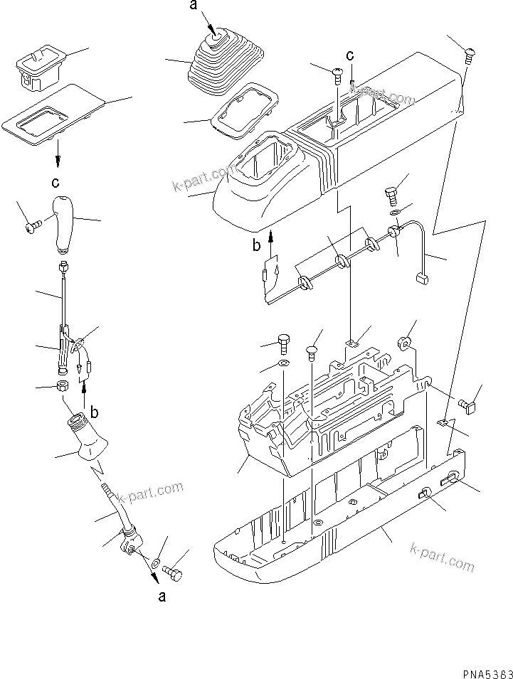 Komatsu parts book diagram for PC150LGP-6K S/N K35001-UP: FLOOR FRAME (LEFT STAND) (LEVER AND COVER) (HYDRAULIC TYPE)