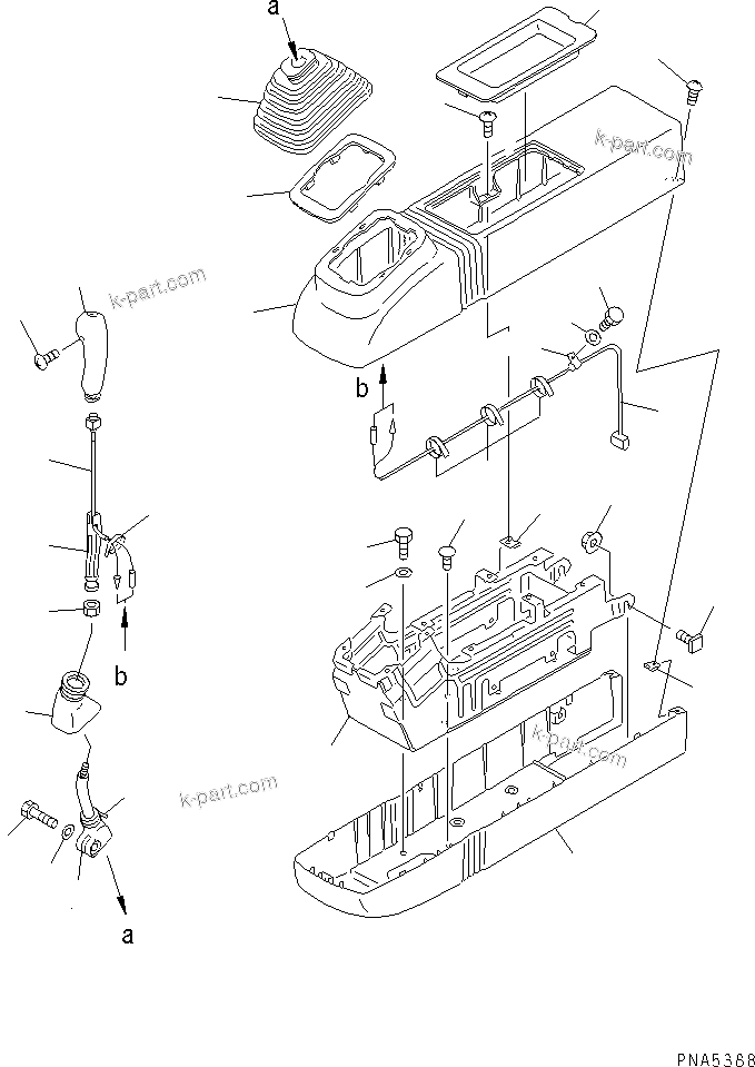 Komatsu parts book diagram for PC150LGP-6K S/N K35001-UP: FLOOR FRAME (RIGHT STAND) (LEVER AND COVER) (HYDRAULIC TYPE)