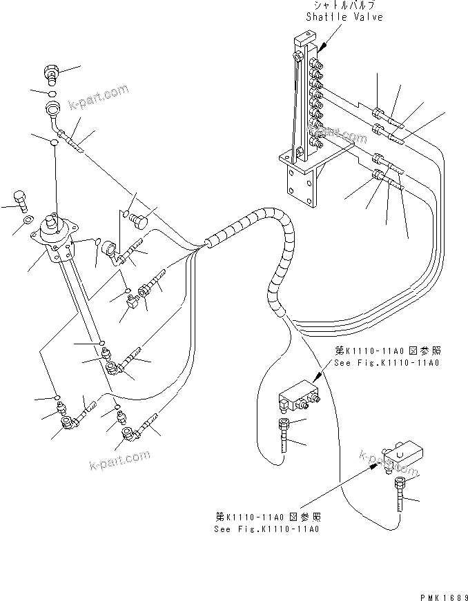 Komatsu parts book diagram for PC150LGP-6K S/N K35001-UP: FLOOR FRAME (P.P.C. WORK LINE R.H.)