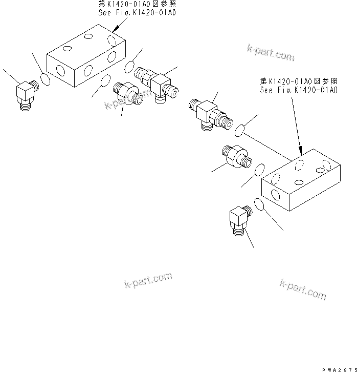 Komatsu parts book diagram for PC150LGP-6K S/N K35001-UP: FLOOR FRAME (P.P.C. TRAVEL BLOCK PILOT)