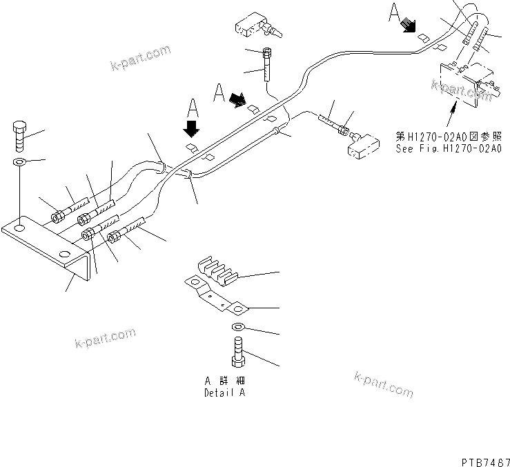 Komatsu parts book diagram for PC150LGP-6K S/N K35001-UP: FLOOR (1-ACTUATER ATTACHMENT P.P.C. LINE)
