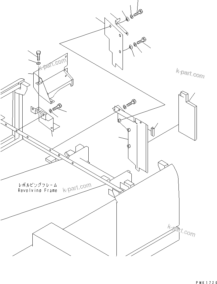 Komatsu parts book diagram for PC150LGP-6K S/N K35001-UP: PARTITION (COVER R.H.) (WITH ATTACHIMENT FILTER)
