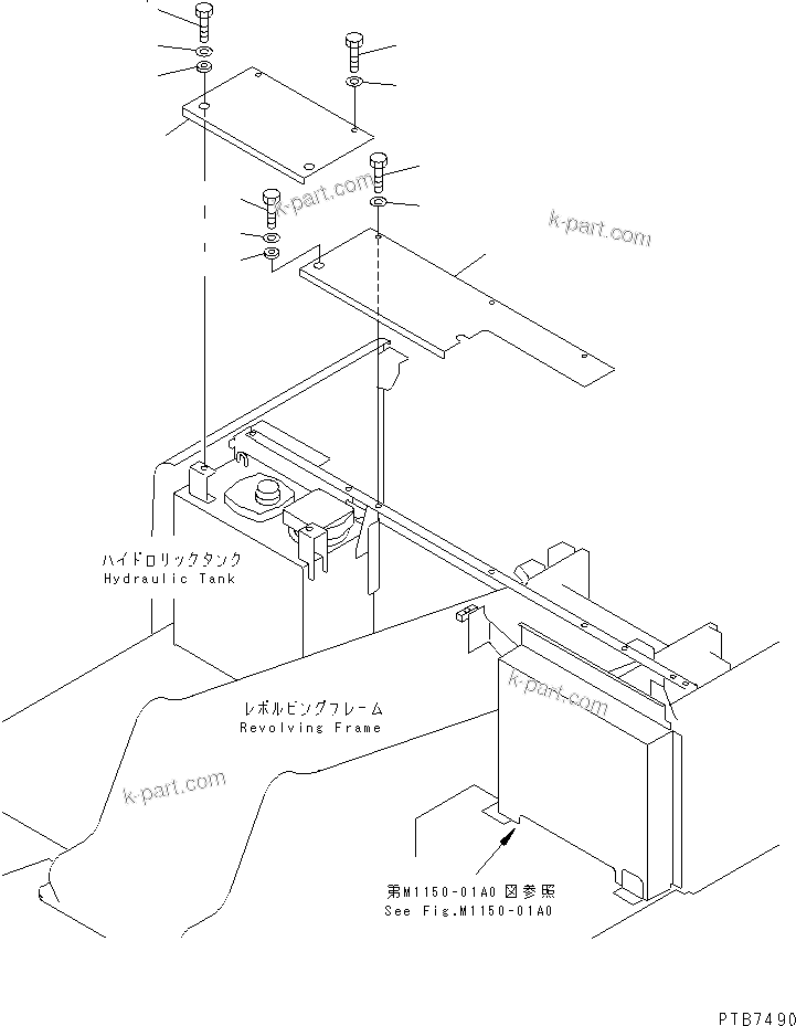Komatsu parts book diagram for PC150LGP-6K S/N K35001-UP: VALVE UPPER COVER