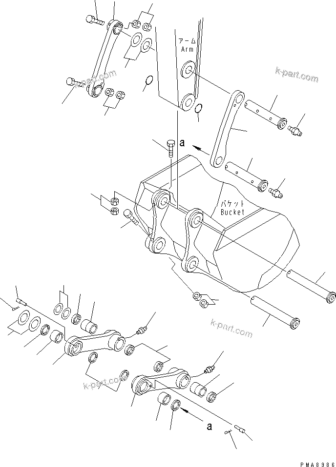 Komatsu parts book diagram for PC150LGP-6K S/N K35001-UP: BUCKET LINK
