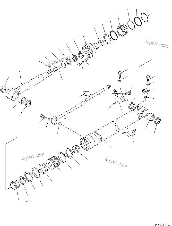 Komatsu parts book diagram for PC150LGP-6K S/N K35001-UP: ARM CYLINDER (INNER PARTS)