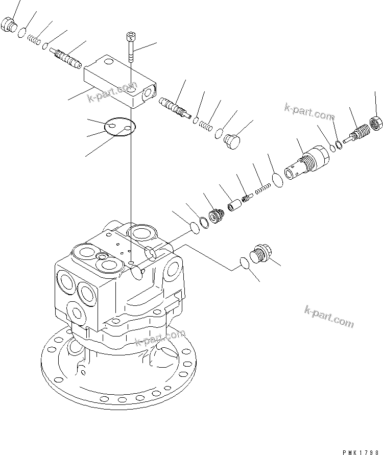 Komatsu parts book diagram for PC150LGP-6K S/N K35001-UP: SWING MOTOR (2/2)