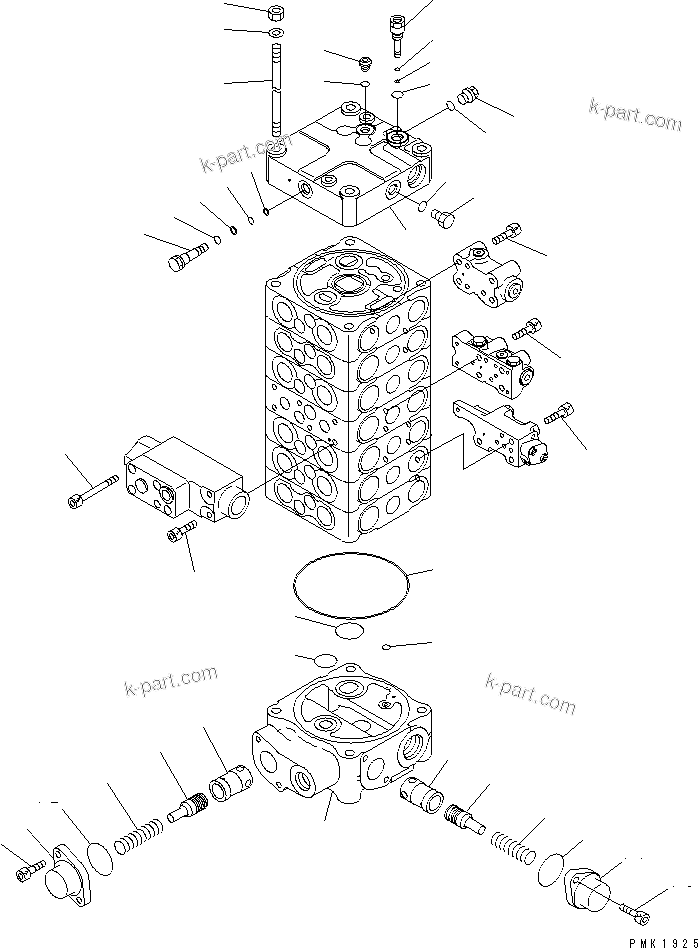 Komatsu parts book diagram for PC150LGP-6K S/N K35001-UP: MAIN VALVE (7-VALVE) (5/13)