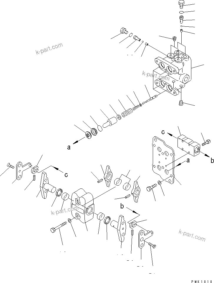 Komatsu parts book diagram for PC150LGP-6K S/N K35001-UP: PPC VALVE (FOR TRAVEL)