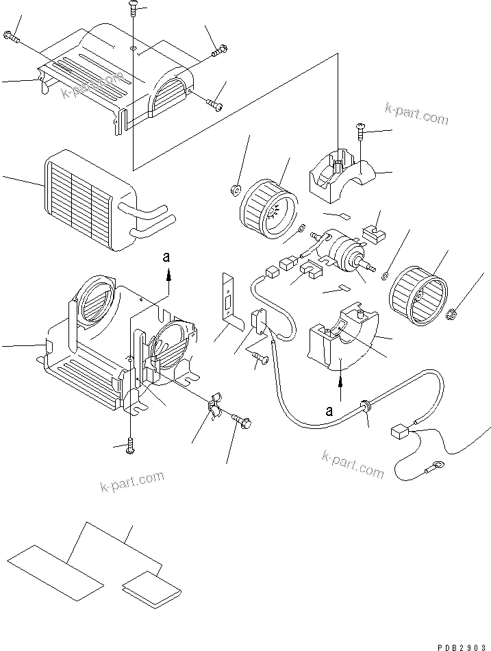 Komatsu parts book diagram for PC150LGP-6K S/N K35001-UP: CAR HEATER (HEATER ASS'Y) (3300 KCAL)