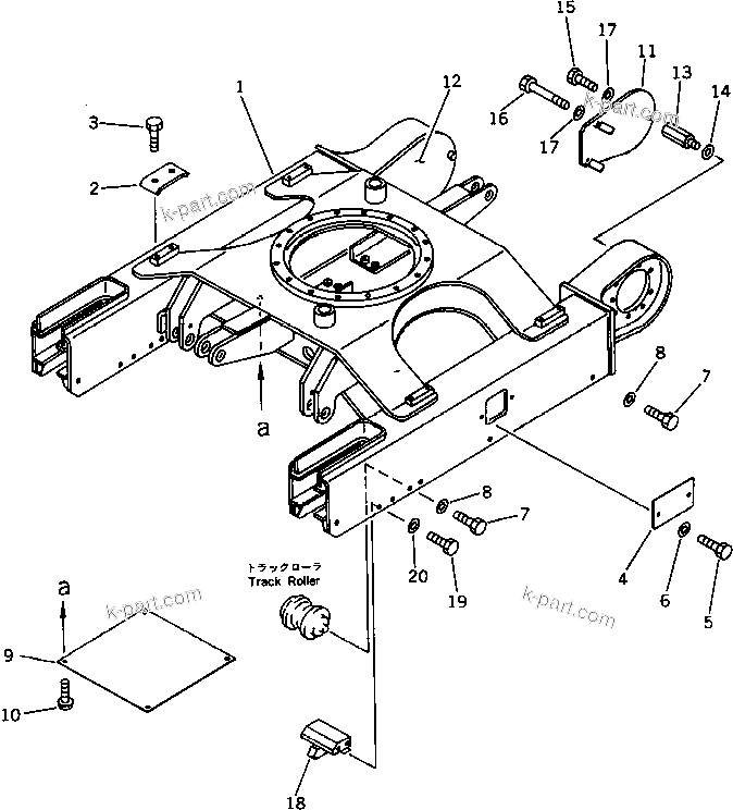 Komatsu parts book diagram for PC15T-2 S/N 2001-UP: TRACK FRAME(#3068-)