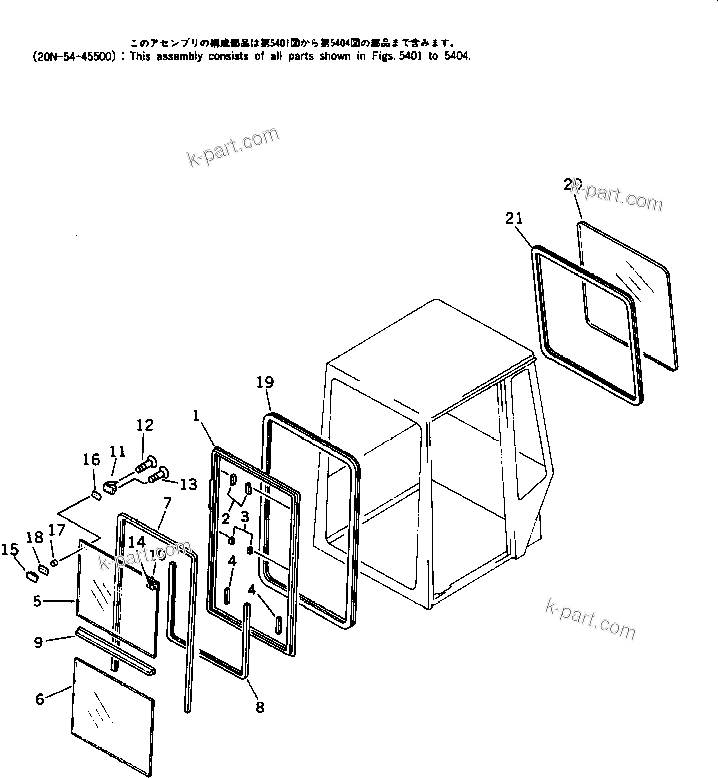 Komatsu parts book diagram for PC15T-2 S/N 2001-UP: OPERATOR'S CAB (2/4)