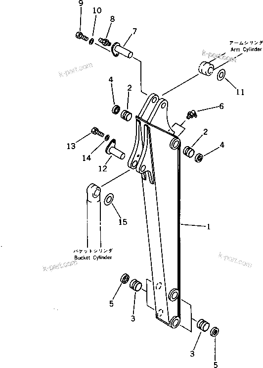 Komatsu parts book diagram for PC15T-2 S/N 2001-UP: ARM