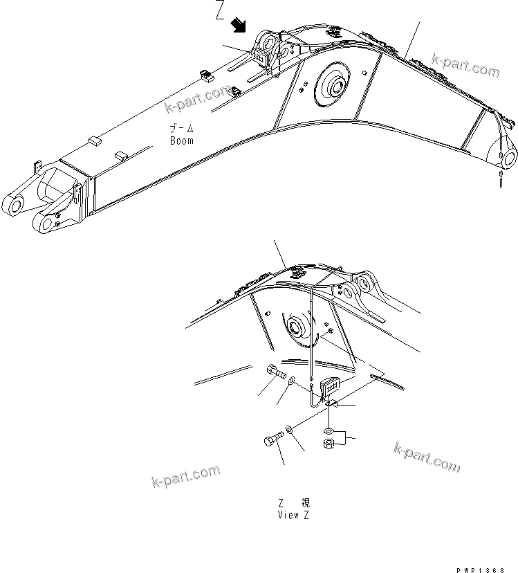 Komatsu parts book diagram for PC160LC-7K-KA S/N K40001-UP: ADDITIONAL WORK LAMP (BOOM R.H.)