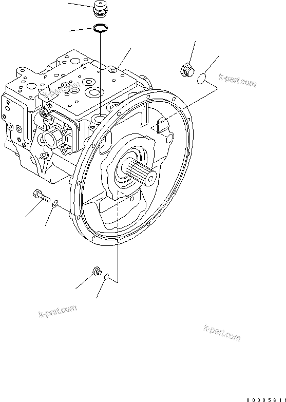 Komatsu parts book diagram for PC160LC-7K-KA S/N K40001-UP: MAIN PUMP (CONNECTING PARTS)