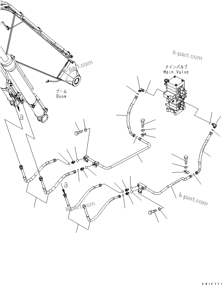 Komatsu parts book diagram for PC160LC-7K-KA S/N K40001-UP: BOOM LINE