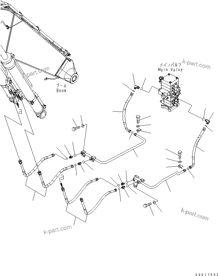Komatsu parts book diagram for PC160LC-7K-KA S/N K40001-UP: BOOM LINE (2 PIECE BOOM)