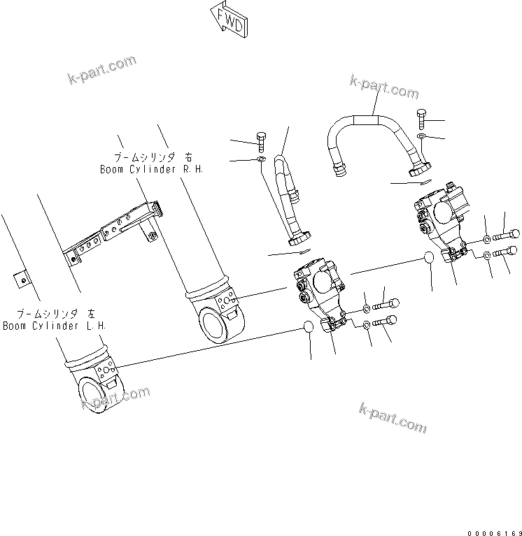 Komatsu parts book diagram for PC160LC-7K-KA S/N K40001-UP: BURST VALVE LINE (BOOM CYLINDER SIDE) (2 PIECE BOOM)