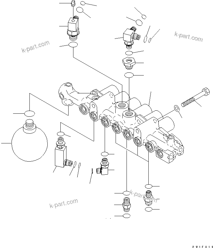 Komatsu parts book diagram for PC160LC-7K-KA S/N K40001-UP: SOLENOID VALVE (VALVE AND CONNECTING PARTS)