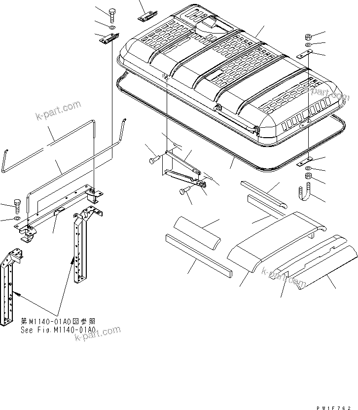 Komatsu parts book diagram for PC160LC-7K-KA S/N K40001-UP: HOOD