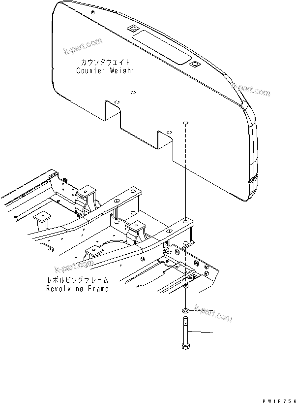 Komatsu parts book diagram for PC160LC-7K-KA S/N K40001-UP: COUNTER WEIGHT MOUNTING