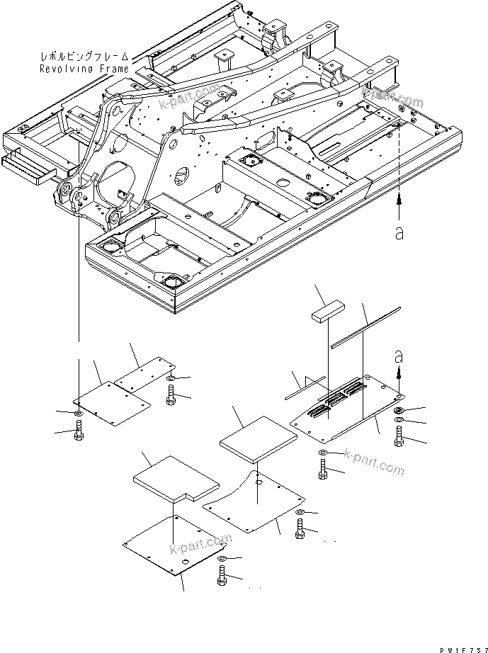 Komatsu parts book diagram for PC160LC-7K-KA S/N K40001-UP: UNDER COVER (REVOLVING FRAME) (1/2)