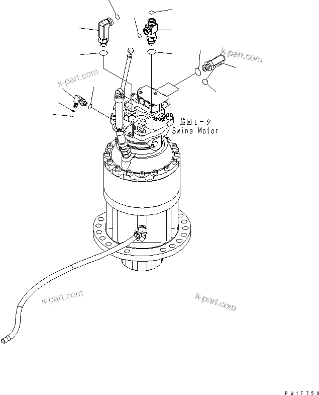 Komatsu parts book diagram for PC160LC-7K-KA S/N K40001-UP: SWING MOTOR (CONNECTING PARTS)
