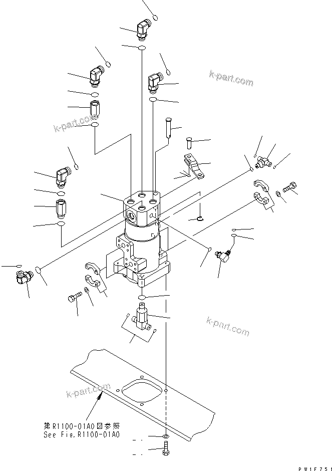 Komatsu parts book diagram for PC160LC-7K-KA S/N K40001-UP: SWIVEL JOINT (CONNECTING PARTS)