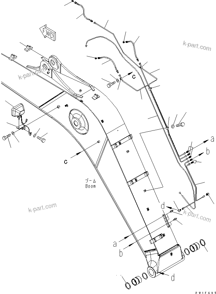 Komatsu parts book diagram for PC160LC-7K-KA S/N K40001-UP: BOOM (LUBRICATING LINE AND WORKING LAMP)