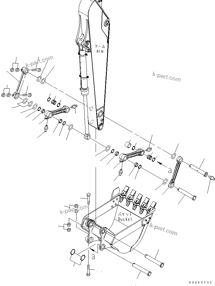 Komatsu parts book diagram for PC160LC-7K-KA S/N K40001-UP: ARM (BUCKET LINK)