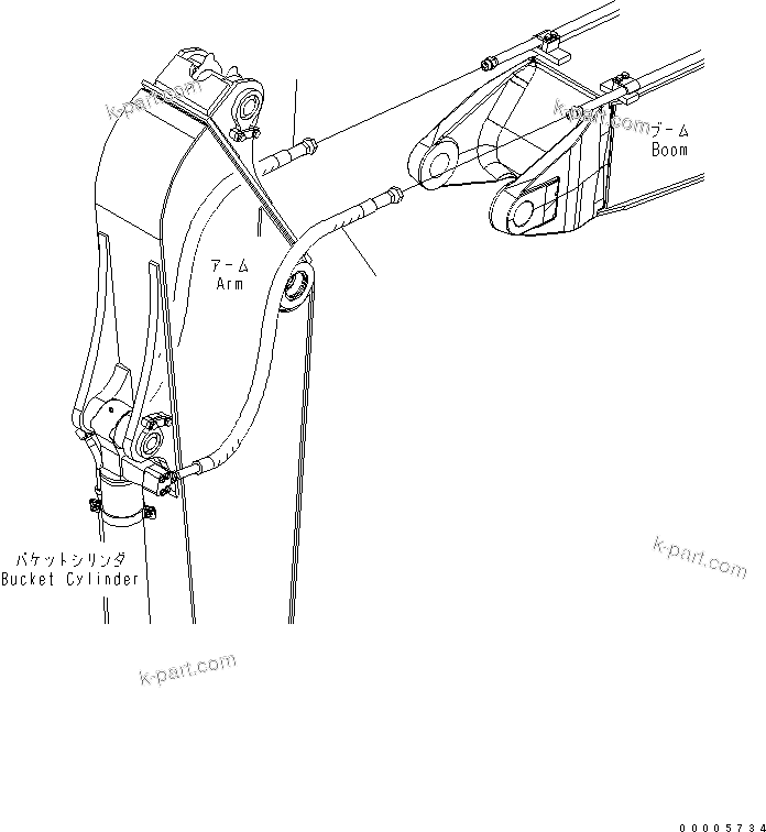 Komatsu parts book diagram for PC160LC-7K-KA S/N K40001-UP: ARM (2.25M) (BUCKET CYLINDER HOSE AND O-RING)