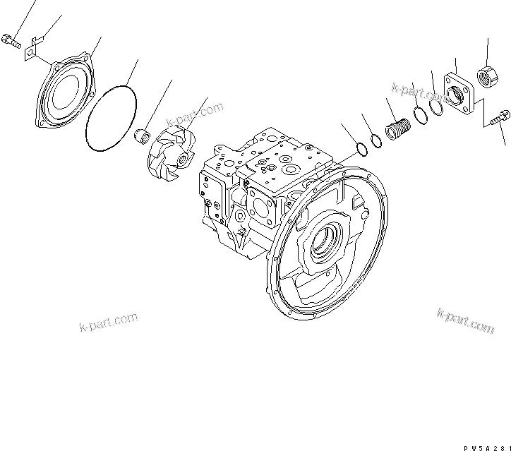 Komatsu parts book diagram for PC160LC-7K-KA S/N K40001-UP: MAIN PUMP (7/9)
