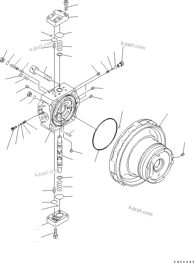 Komatsu parts book diagram for PC160LC-7K-KA S/N K40001-UP: TRAVEL MOTOR (1/3)