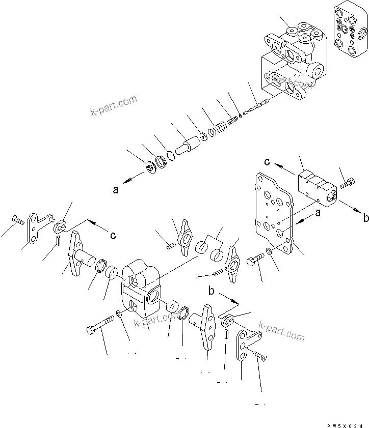 Komatsu parts book diagram for PC160LC-7K-KA S/N K40001-UP: PPC VALVE (FOR TRAVEL) (1/2)