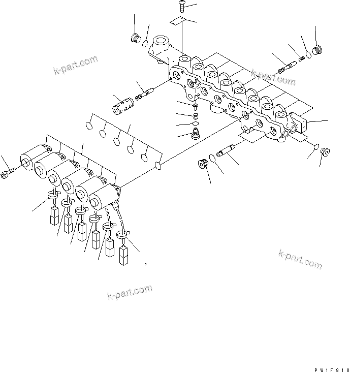 Komatsu parts book diagram for PC160LC-7K-KA S/N K40001-UP: SOLENOID VALVE (INNER PARTS)