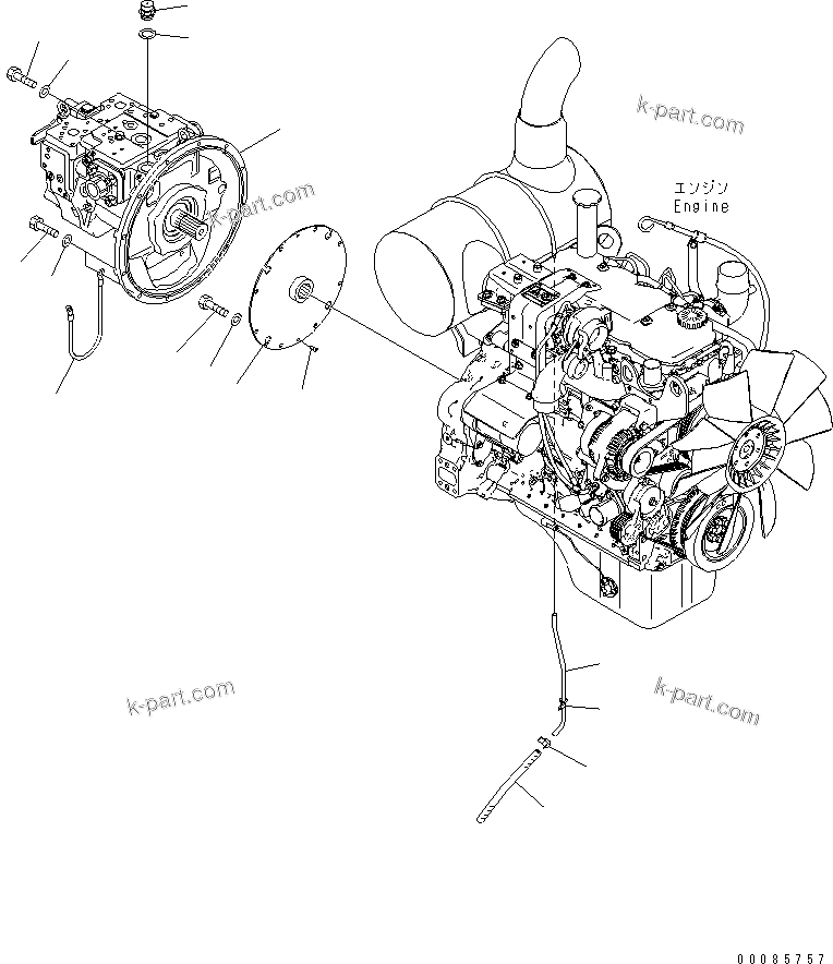 Komatsu parts book diagram for PC160LC-7E0 S/N 20001-UP (TIER 3): DAMPER(#20003-)